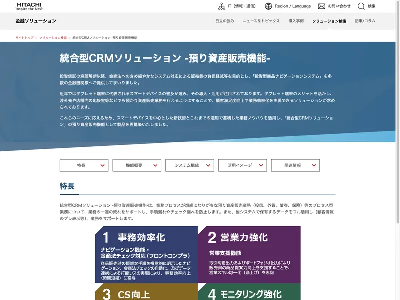 統合型CRMソリューション -預り資産販売機能-